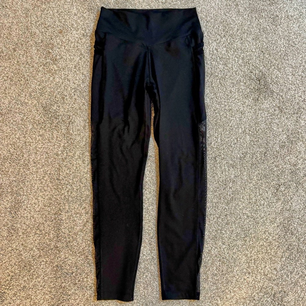 Victoria’s Secret PINK Ultimate Women's Size S Black Sheer Ankle Leggings